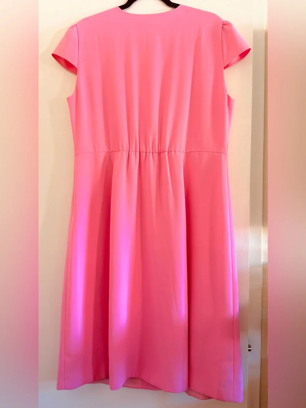 J. Crew Bright Pink Button-Front Midi Dress